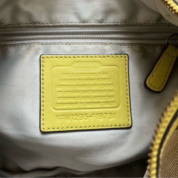 Lime Green and Tan Coach Shoulder Purse - Picture 5 of 5